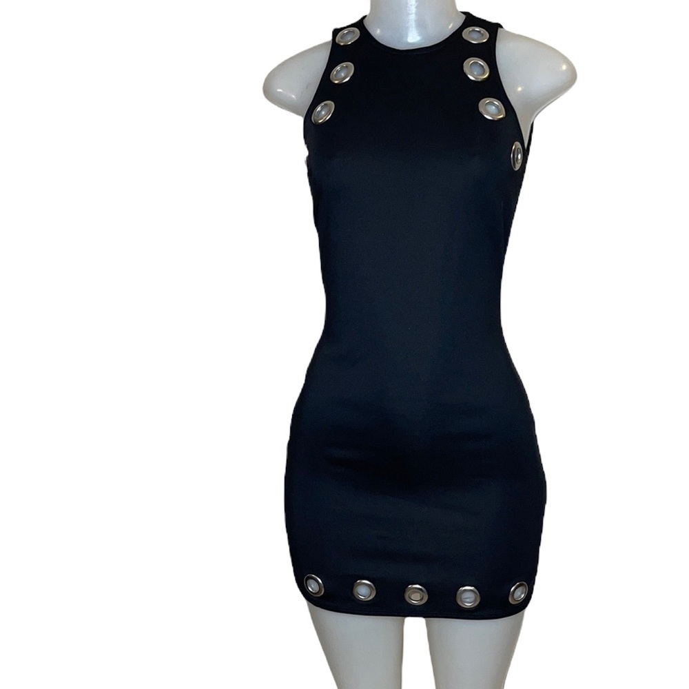 Topshop Mini Black Sleeveless Dress Size 2 - Picture 1 of 8
